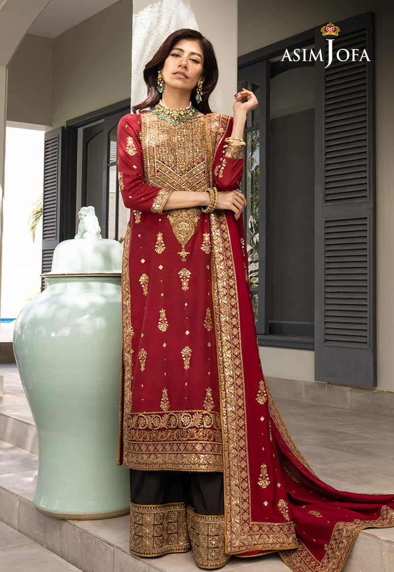 AJJH-02 EMBROIDERED RAW SILK 3 PCS by Asim Jofa