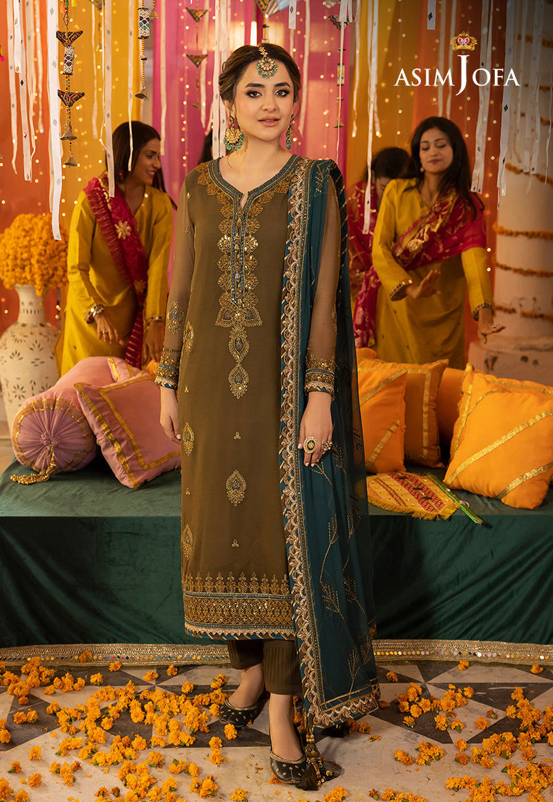 AJDA-16 EMBROIDERED CHIFFON 3 PCS by Dastaan
