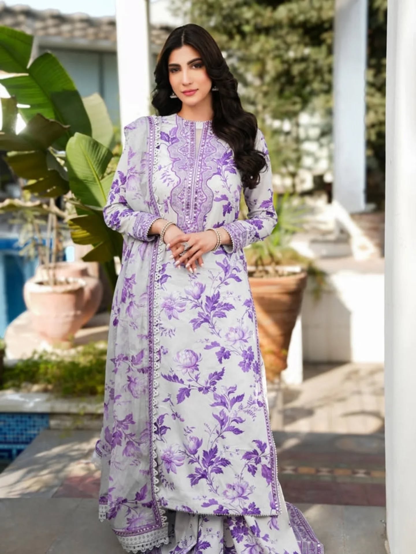 Aneela's Digital Printed Luxury Lawn Emb Collection 3Piece Unstitched / Stitched by Aneela's