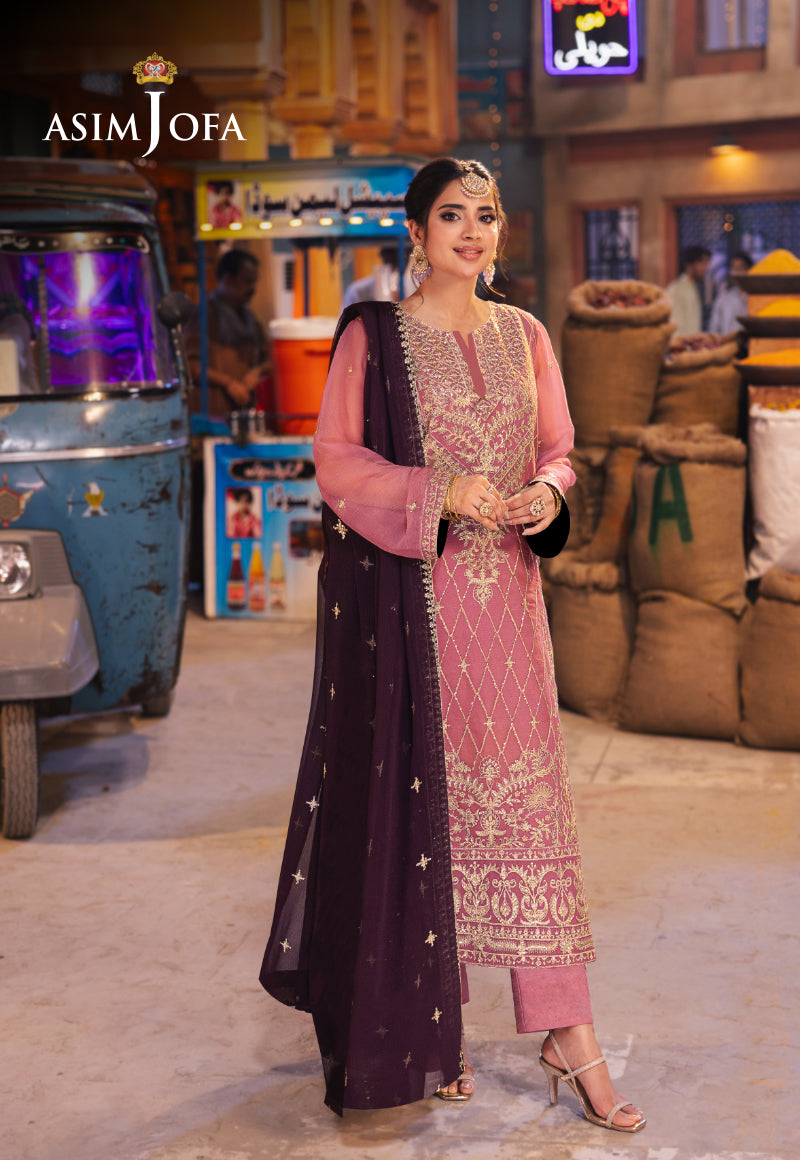 AJKKB-24 EMBROIDERED CHIFFON STITCHED 3 PCS by Asim Jofa