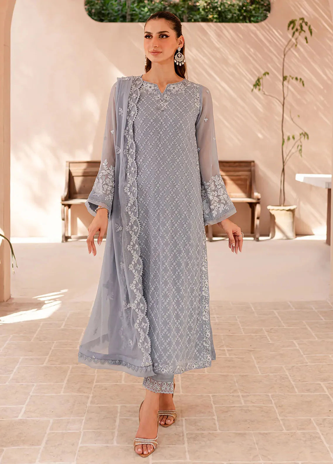 Azure Pret Embroidered Chiffon 4 Piece Suit Moon Whisper by Azure